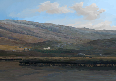 Loch Dionard with ruin, 2008. 33cm by 23cm